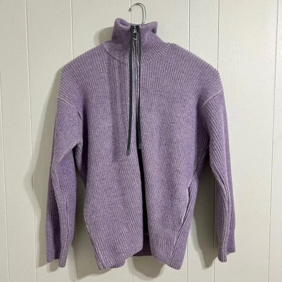 Maison Kitsuné - Ribbed Lambswool Zip-Up Cardigan - Light Purple‎ - Medium $445